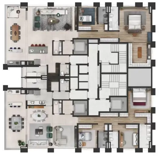 Planta 3 dormitórios 3 m²