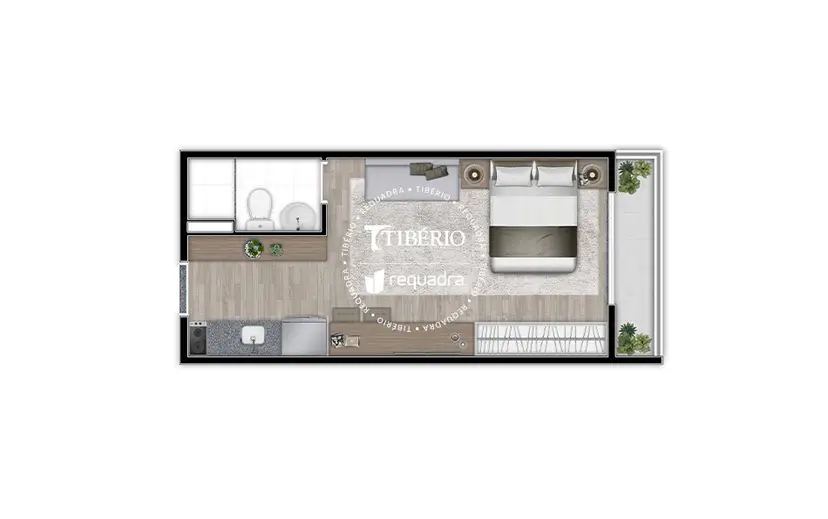 Planta Studio 27,67 m²