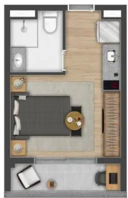 Planta Studio 24 m²
