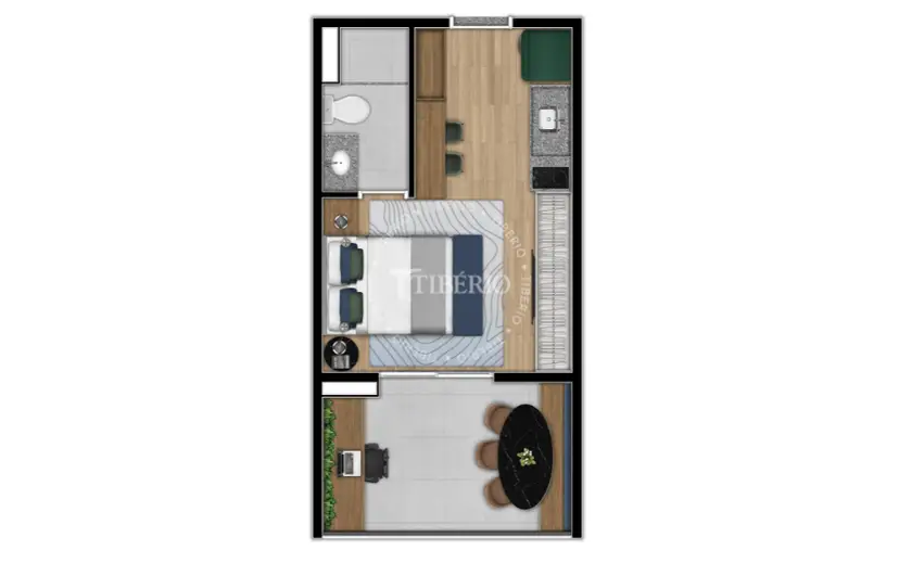 Planta Studio 26,63 m²
