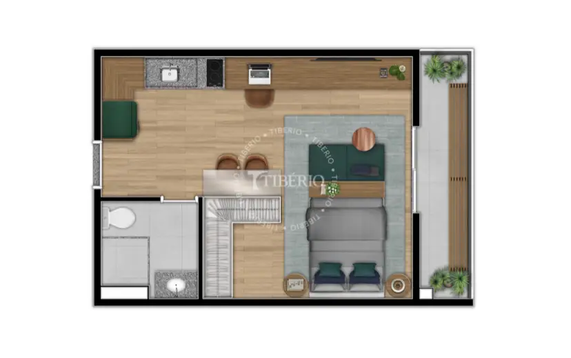 Planta Studio 32,74 m²