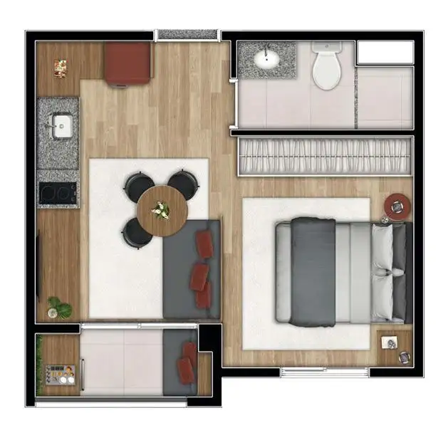 Planta Studio 25,96 m²