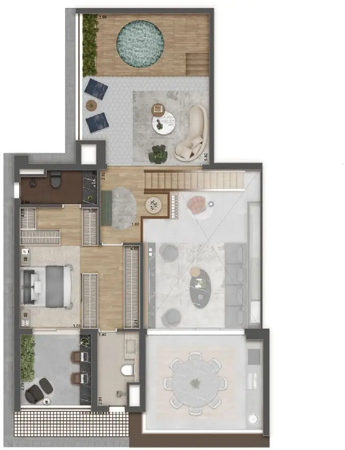 Planta 4 dormitórios – duplex 209,28 m²