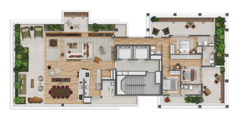 Planta 3 dormitórios 300 m²
