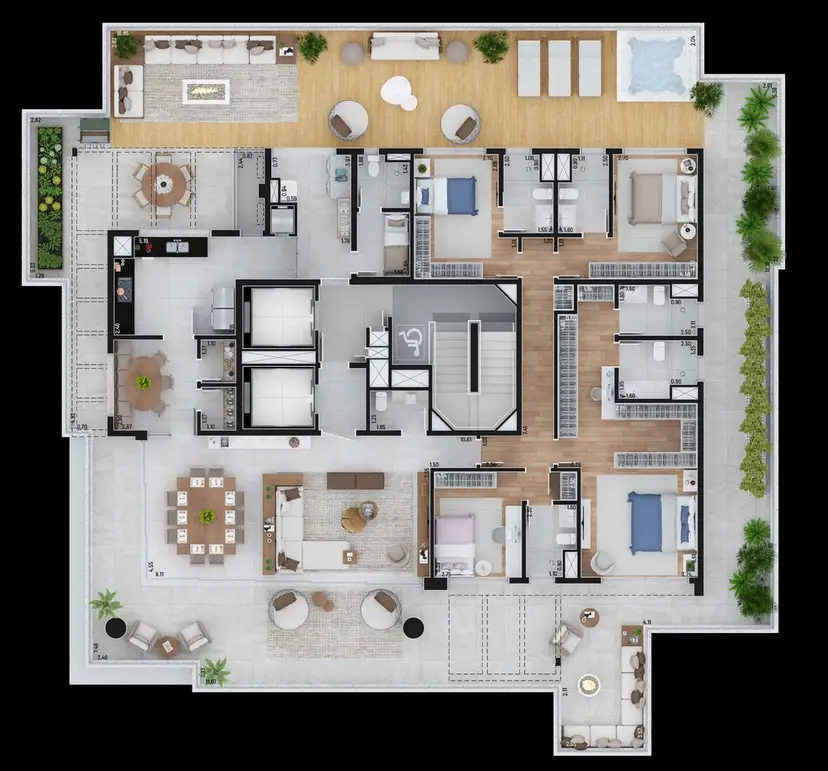 Planta 4 dormitórios – garden 463 m²