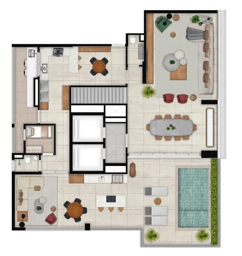 Planta 4 dormitórios – cobertura, duplex 402 m²