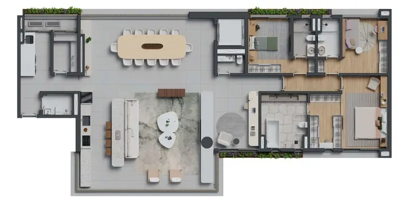 Planta 3 dormitórios – opção de planta 248 m²
