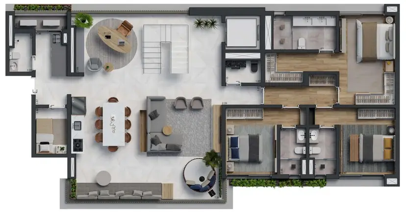 Planta 3 dormitórios – cobertura, duplex 360 m²