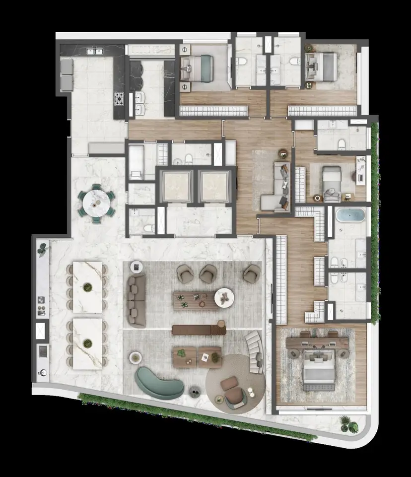 Planta 4 dormitórios – opção de planta 360 m²