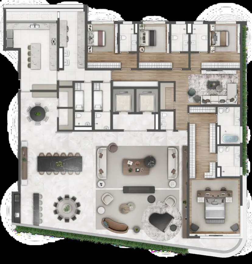 Planta 4 dormitórios 489 m²