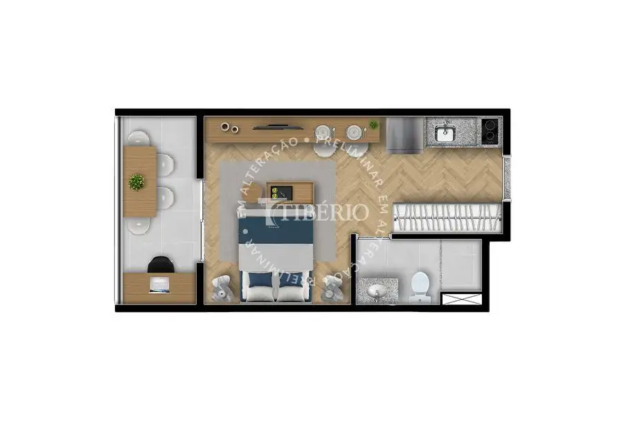 Planta Studio 27,69 m²