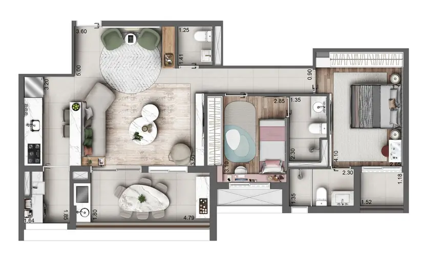 Planta 2 dormitórios – opção de planta 83 m²