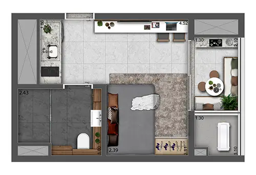 Planta Studio 28 m²