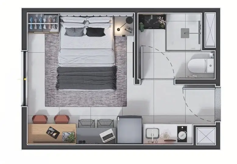 Planta Studio 17 m²