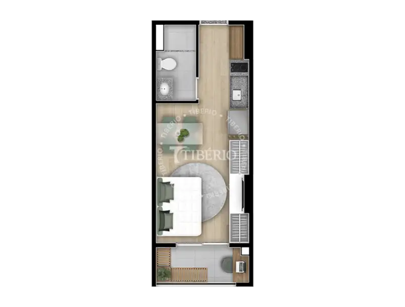 Planta Studio 24,65 m²