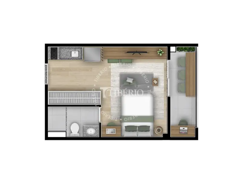Planta Studio 26,84 m²