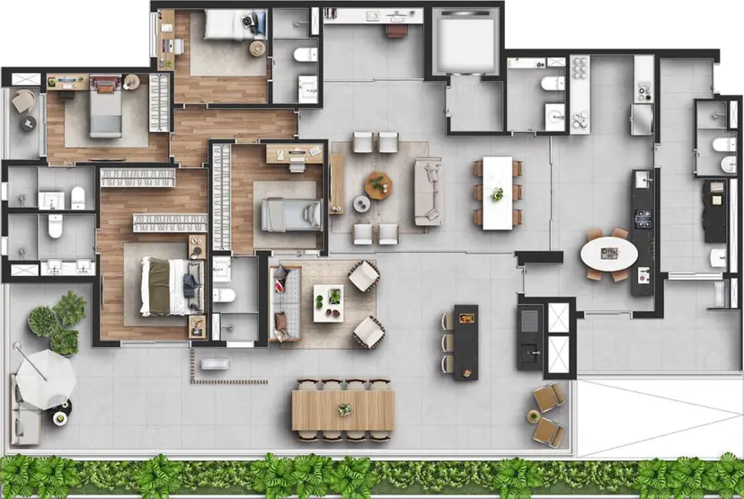 Planta 4 dormitórios – garden 281 m²