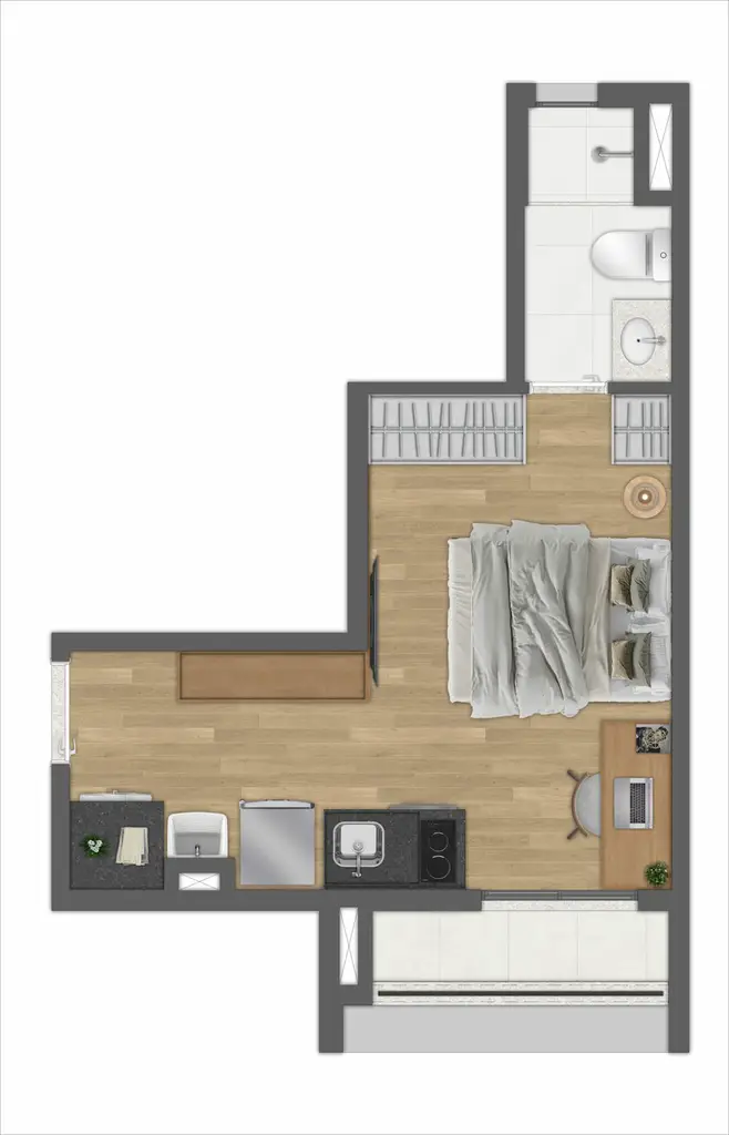 Planta Studio 24 m²