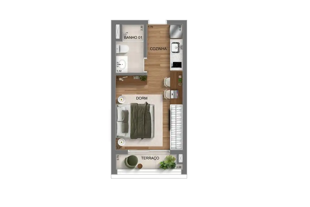 Planta Studio 25 m²