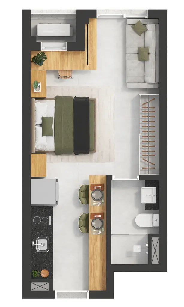 Planta Studio 26,51 m²
