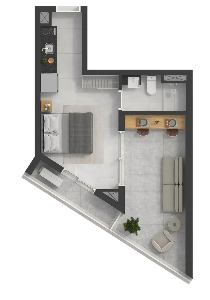 Planta Studio 37,52 m²