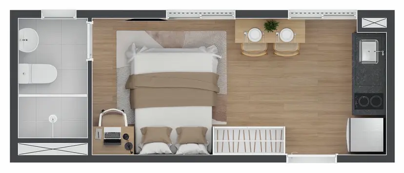 Planta Studio 17,58 m²