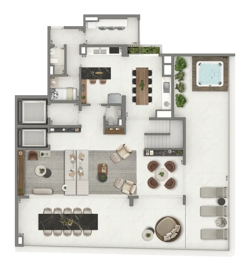 Planta 4 dormitórios – cobertura, duplex 436 m²