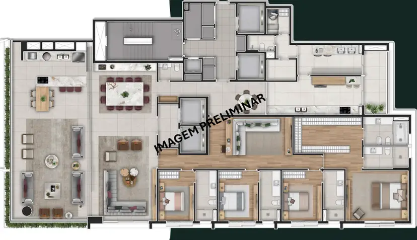 Planta 4 dormitórios 411 m²