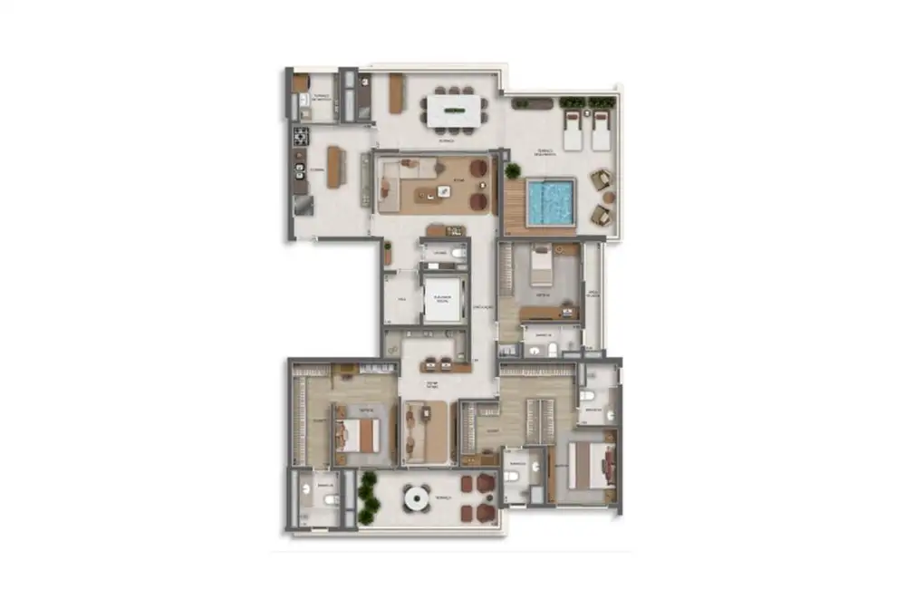 Planta 3 dormitórios – penthouse 241 m²