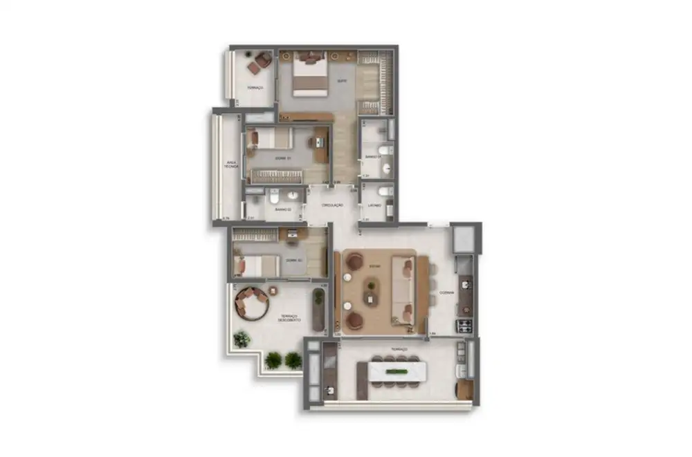 Planta 3 dormitórios – penthouse 110 m²