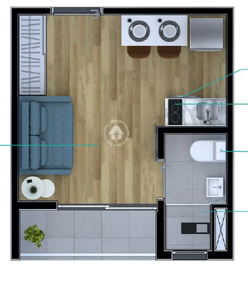 Planta Studio 18 m²