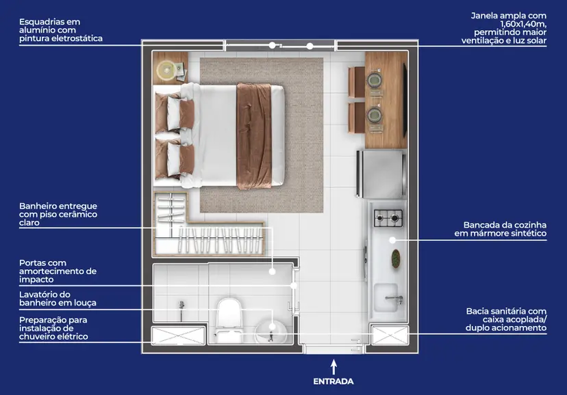 Planta Studio 16,83 m²