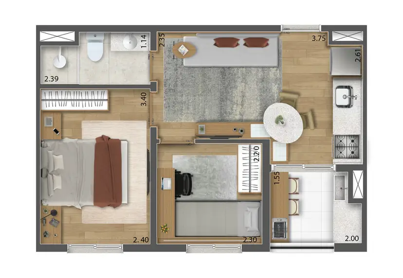 Planta Planta decorada 35 m²
