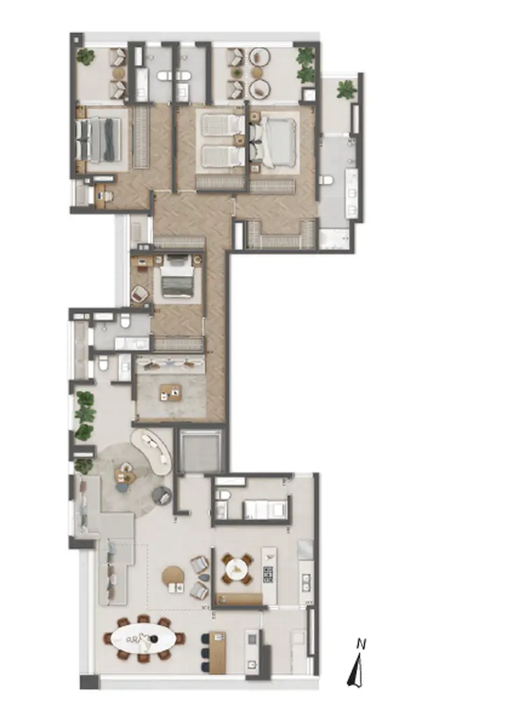 Planta 4 dormitórios – penthouse 272 m²