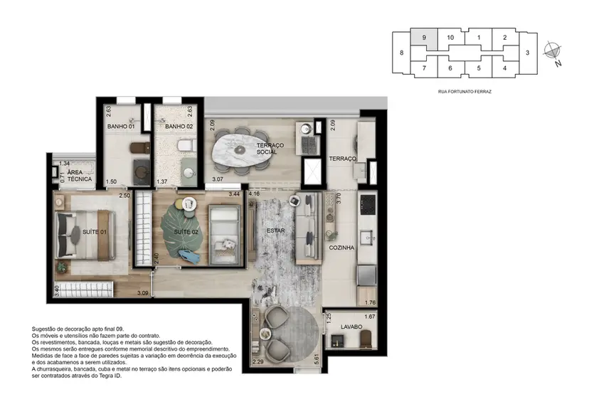Planta Planta decorada 72 m²