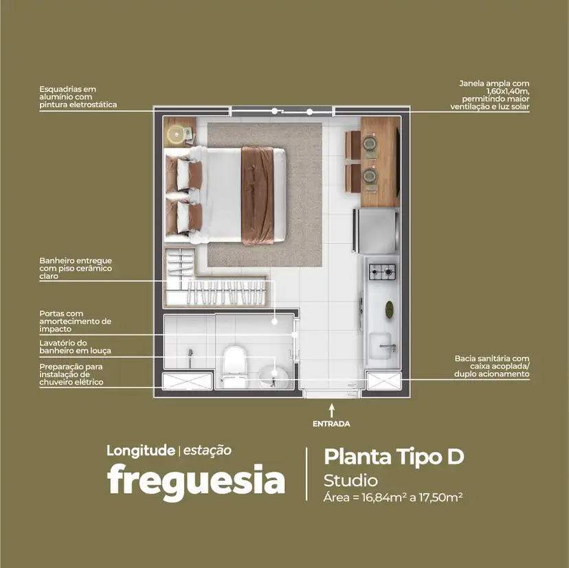 Planta Studio 17,50 m²
