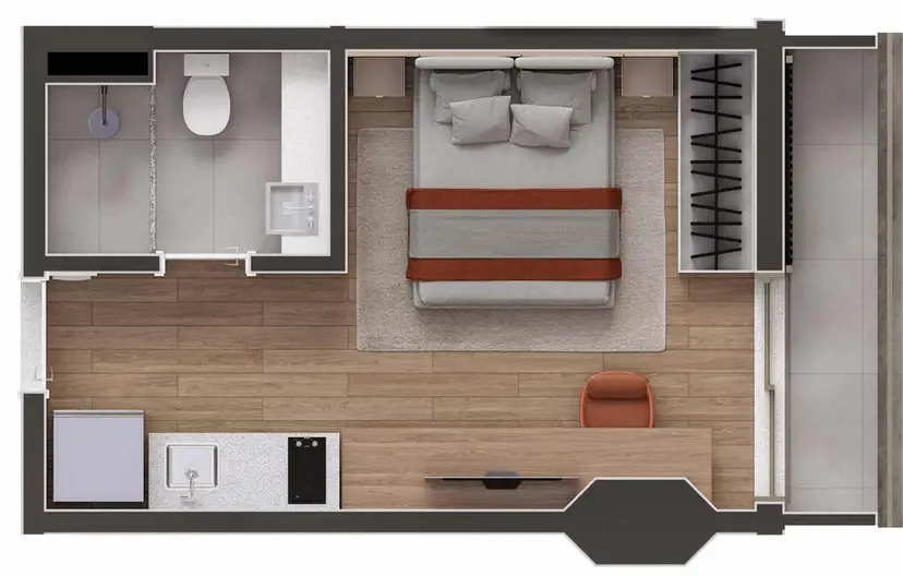 Planta Studio 26,29 m²