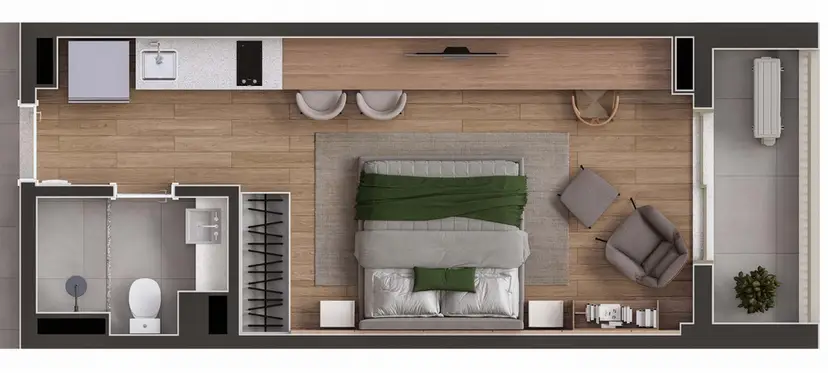 Planta Studio 33,52 m²