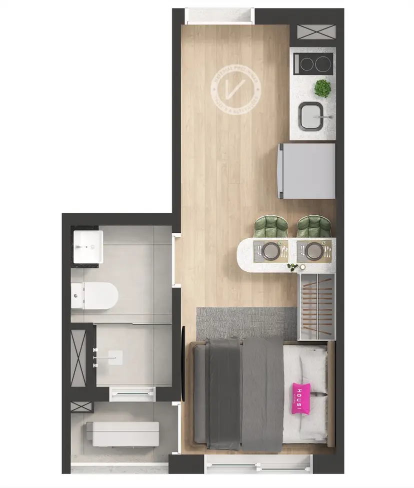 Planta Studio 17,39 m²