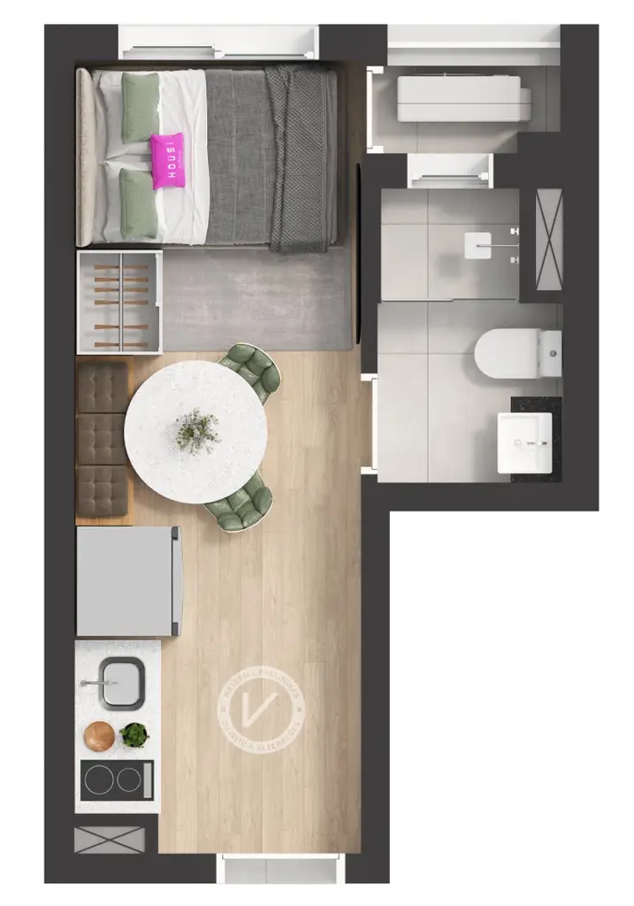 Planta Studio 18,40 m²