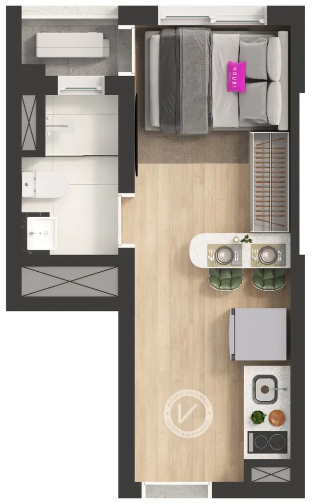 Planta Studio 19,51 m²