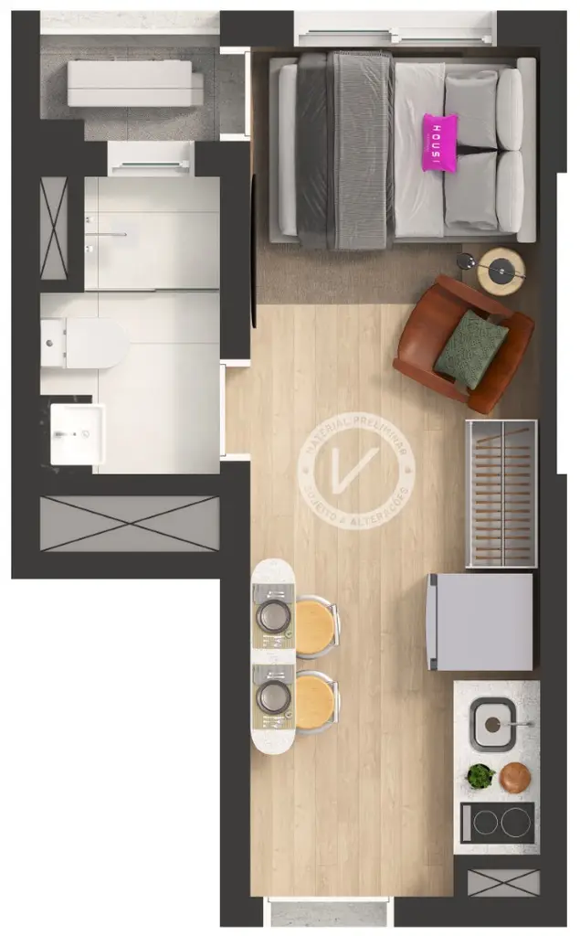 Planta Studio 19,51 m²