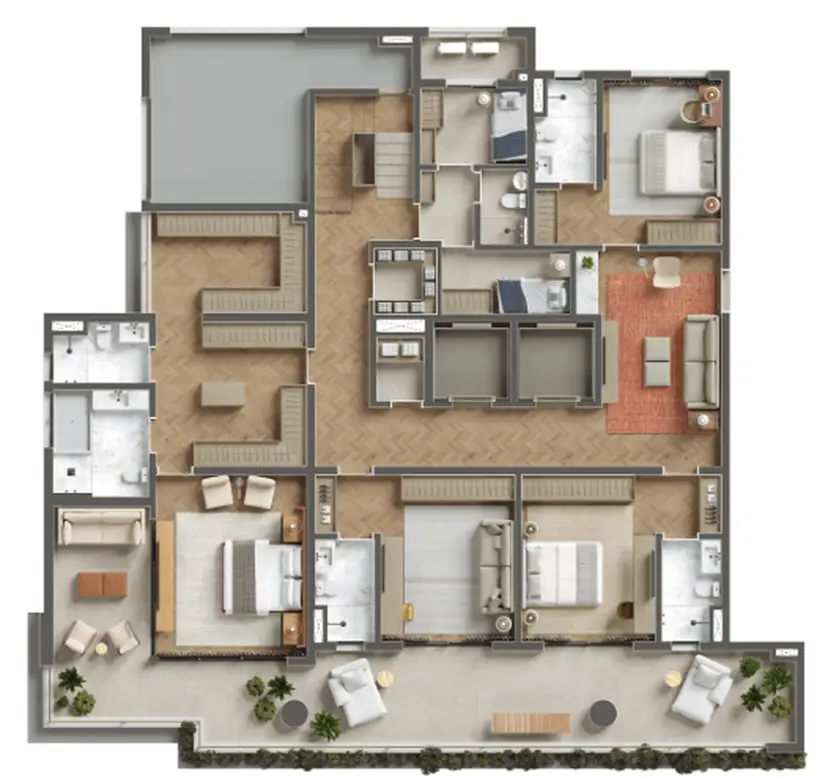Planta Planta – cobertura, duplex 588 m²