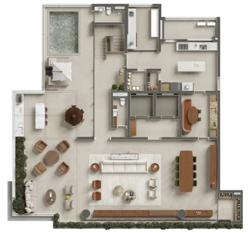 Planta Planta – cobertura, duplex 588 m²