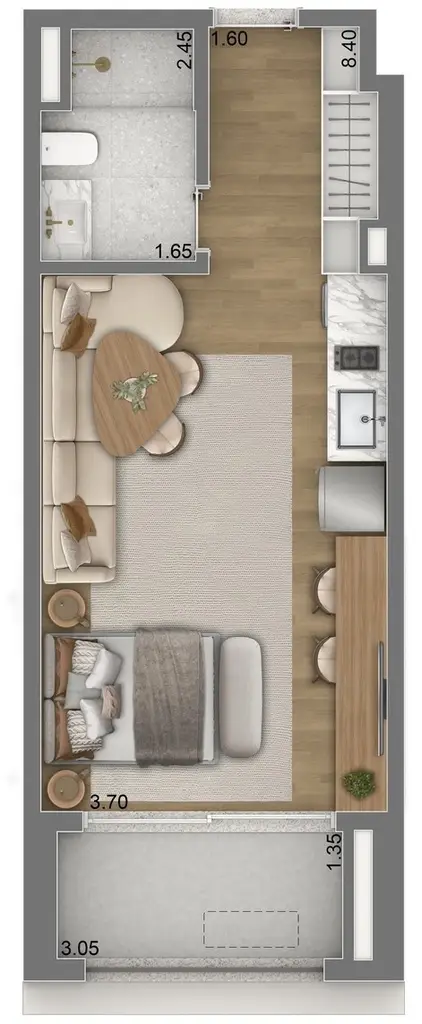 Planta Studio 40 m²