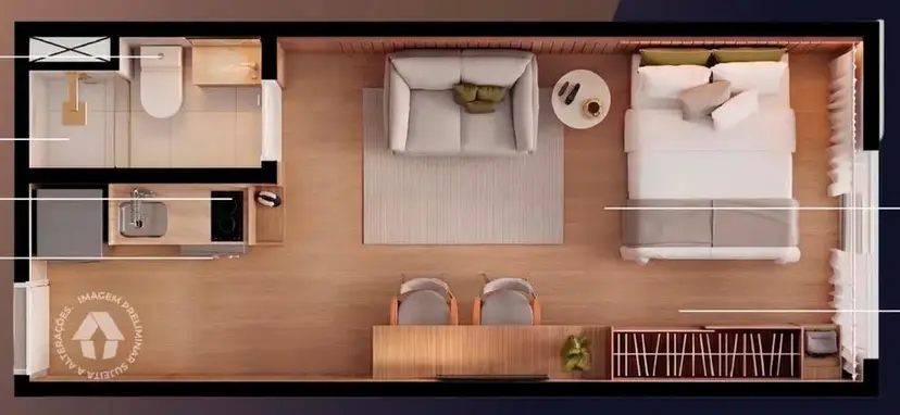 Planta Studio 26 m²